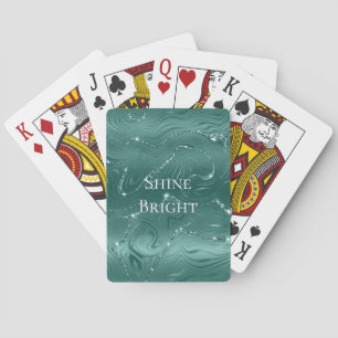 Emerald Green Glitzy Marble Personalised Playing Cards