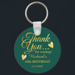 Emerald Green Gold 50 Birthday Thank You Favour    Key Ring<br><div class="desc">50th birthday thank you favour gift keychain in classy emerald green with gold typography .</div>
