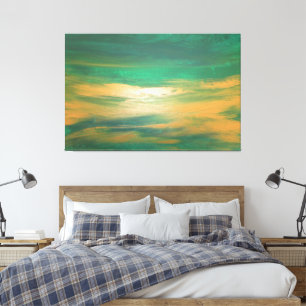 Emerald Green Gold Abstract Art Contemporary Canvas Print