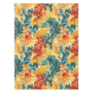 Emerald Green & Gold Abstract Paisley Leaves (3) Tablecloth