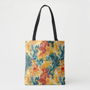 Emerald Green & Gold Abstract Paisley Leaves (3) Tote Bag