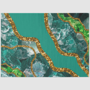 Emerald Green & Gold Agate Geode Glitter Tissue Paper