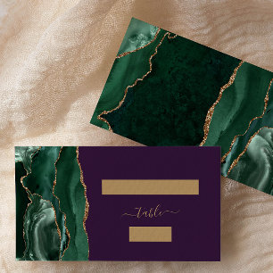 Emerald Green Gold Agate Purple Wedding Escort Place Card