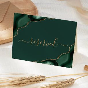 Emerald Green Gold Agate Reserved Wedding Place Card