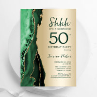 Emerald Green Gold Agate Surprise 50th Birthday