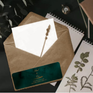 Emerald Green Gold Agate Wedding Return Address