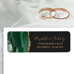 Emerald Green Gold Agate Wedding Return Address