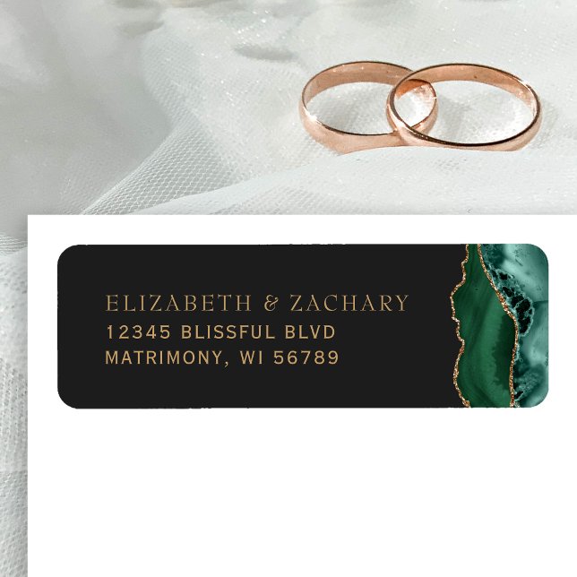 Emerald Green Gold Agate Wedding Return Address (Creator Uploaded)