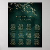 Emerald Green & Gold Botanical Seating Chart
