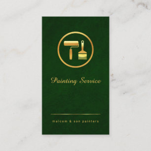 Emerald Green Gold Brush Line Business Card