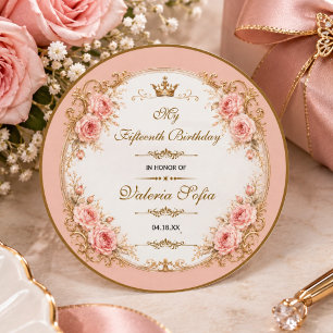 Emerald Green Gold Butterfly Quinceañera 15th Classic Round Sticker
