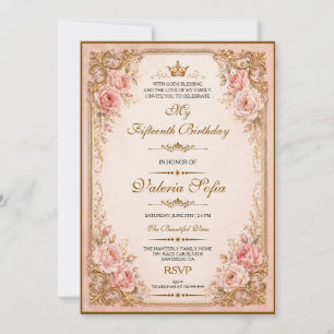 Emerald Green Gold Butterfly Quinceañera 15th Invitation