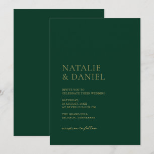 Emerald Green & Gold Chic Wedding Invitation