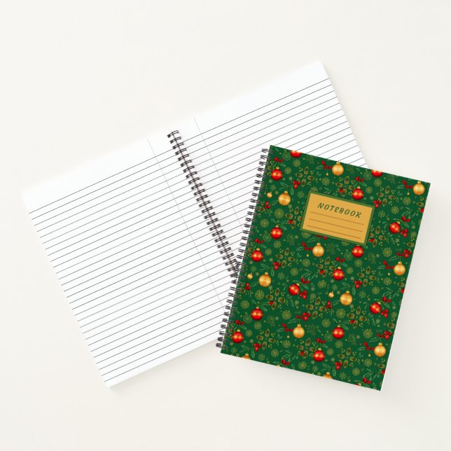Emerald Green & Gold Christmas Hardcover Journal (Inside)