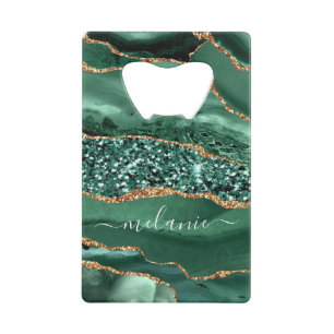 Emerald Green Gold Custom Your Name Bottle Opener