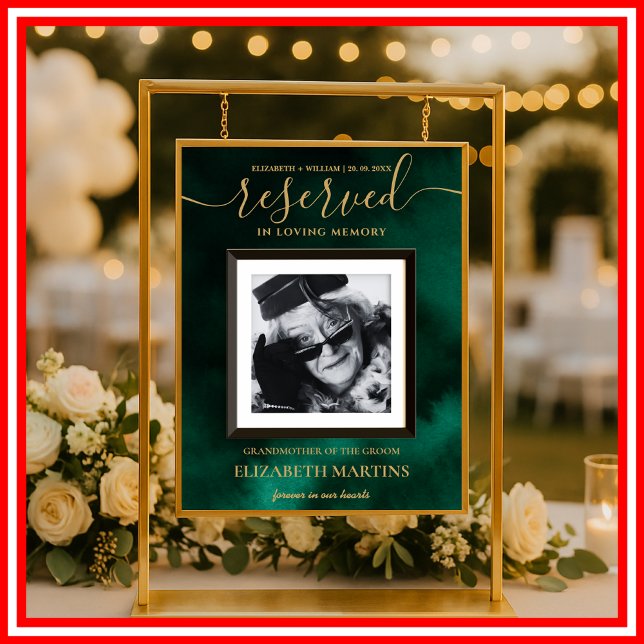 Emerald Green & Gold Deceased Reserved Seat Sign  (Creator Uploaded)
