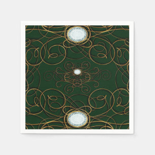 Emerald Green & Gold Diamond Anniversary Party Napkin