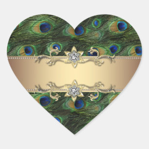 Emerald Green Gold Elegant Peacock Stickers