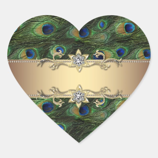 Emerald Green Gold Elegant Peacock Stickers (Front)