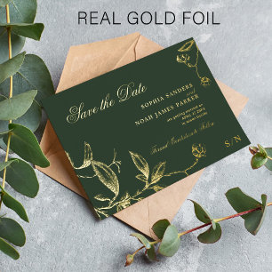 Emerald green gold elegant wedding save the date