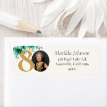 Emerald Green Gold Floral 80th Birthday Address