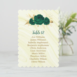emerald green gold floral geometric seating chart  invitation