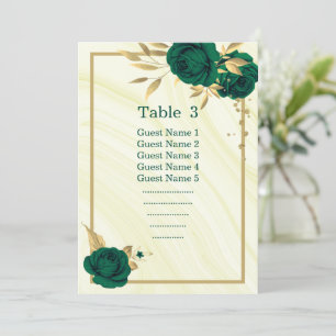 emerald green gold floral geometric seating chart invitation