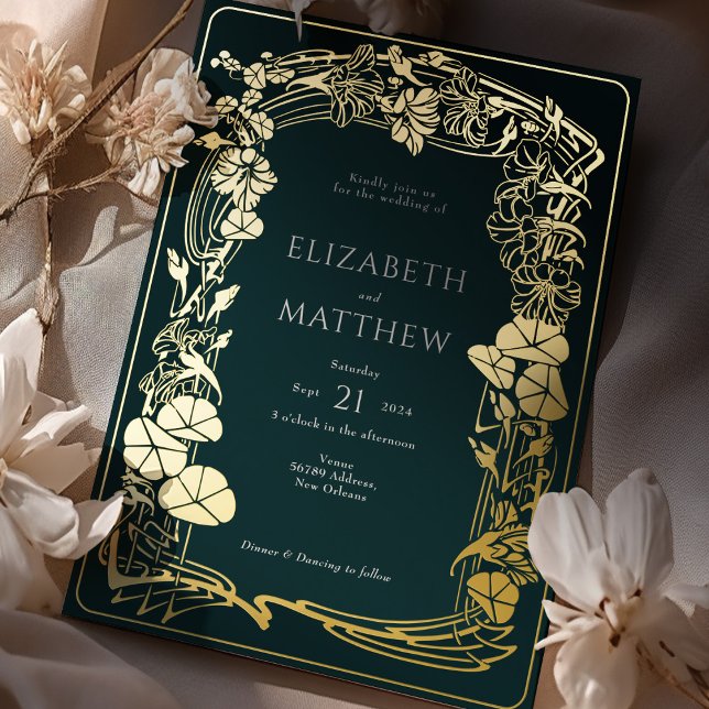 Emerald Green Gold Foil Floral Wedding (Creator Uploaded)