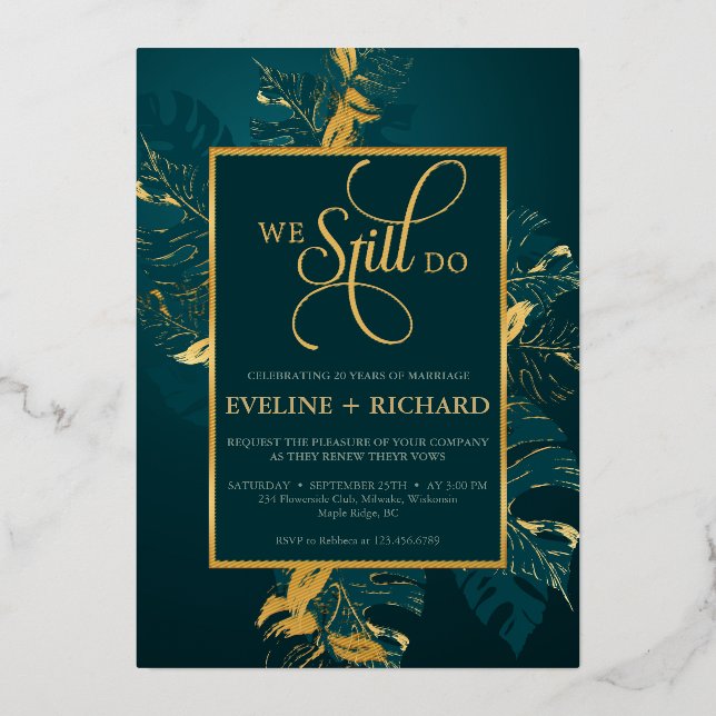 Emerald green gold foil we still do vow renewals (Front)