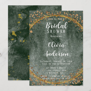 Emerald Green Gold Geometric Bridal Shower Invitation