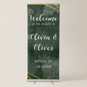 Emerald Green Gold Geometric Wedding Welcome Sign