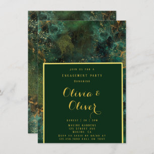  Emerald Green & Gold Glitter Engagement Party  Invitation