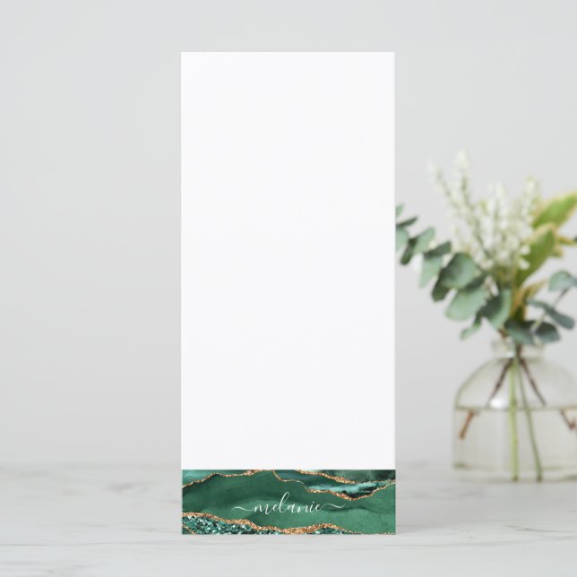 Emerald Green Gold Glitter Menu Custom Name  (Standing Front)