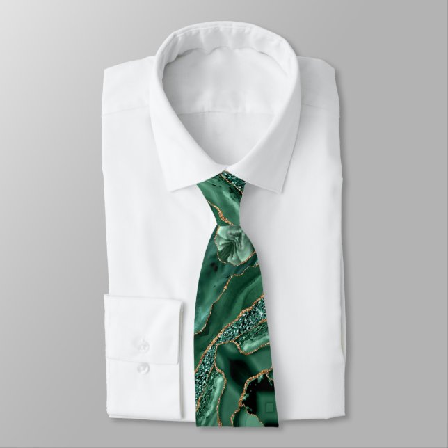Emerald Green Gold Glitter Neck Tie (Tied)