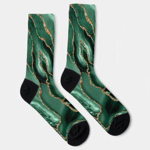 Emerald Green Gold Glitter Socks