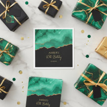 Emerald Green Gold Glitter  Watercolor Marble