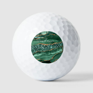 Emerald Green Gold Golf Balls with Custom Name