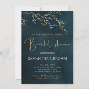 Emerald Green Gold Greenery Bridal Shower Invitation