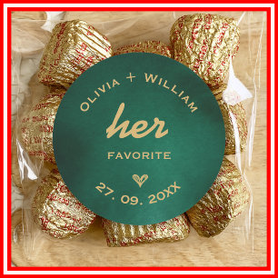 Emerald Green Gold Her Favourite His Favourite Fav Classic Round Sticker