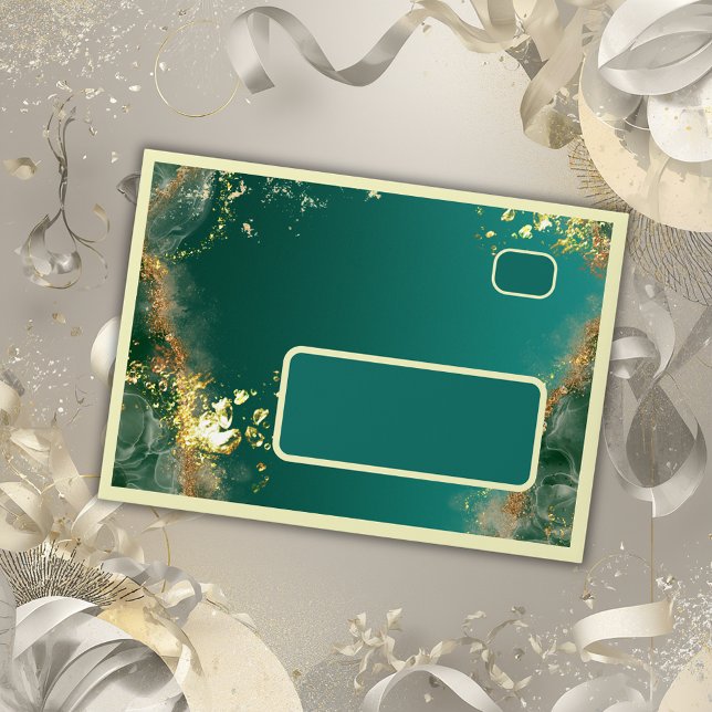 Emerald green gold jewel tones wedding envelope (Creator Uploaded)