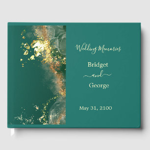 Emerald green gold jewel tones wedding guest book