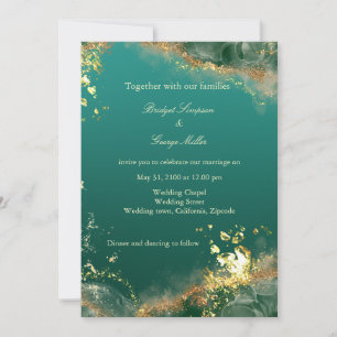 Emerald green gold jewel tones wedding invitation