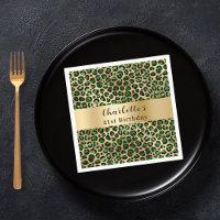 Emerald green gold leopard birthday