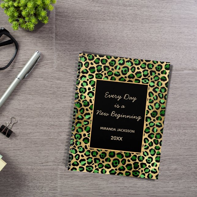 Emerald green gold leopard motivational 2026 planner (Creator Uploaded)