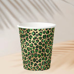 Emerald green gold leopard party paper cups<br><div class="desc">Add a touch of wild sophistication to your party with these emerald green and gold paper cups featuring a striking leopard and cheetah print background.</div>