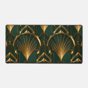 Emerald Green Gold Luxury Art Deco Desk Mat
