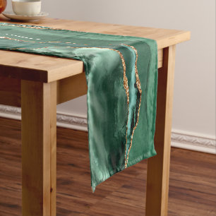 Emerald Green Gold Marble Custom Name Table Runner