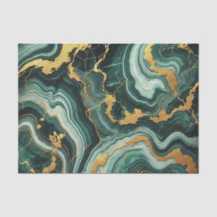 Emerald Green & Gold Marble Look Glam Wedding Tissue Paper