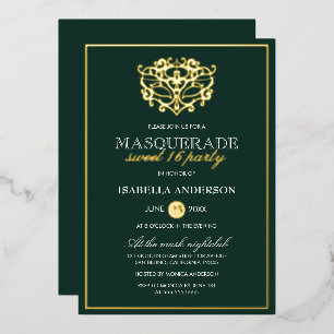 Emerald Green & Gold Masquerade Sweet 16 Party