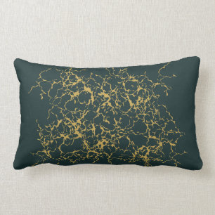 Emerald Green Gold Modern Abstract  Lumbar Cushion